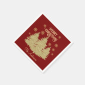 Goldene Pine Trees Gold Schneeflocken Serviette (Ecke)