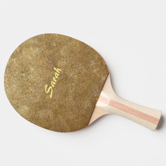 Goldene Pingpongpaddeln mit Personalisierten Pingp Tischtennis Schläger (Seitenansicht)
