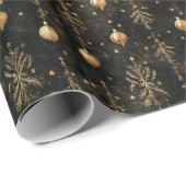 Goldene Pinienbäume und Ornamente Weihnachten Geschenkpapier (Rolleneckpunkt)