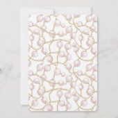 Goldene Pink Glam Pearls Hochzeit Einladung (Rückseite)