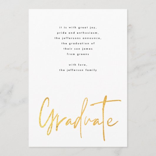 Goldene Pinsel Abschluss Foto Graduate Ankündigung (Rückseite)
