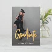 Goldene Pinsel Abschluss Foto Graduate Ankündigung (Stehend Vorderseite)