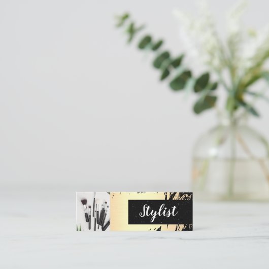 Goldene Pinsel / Stylist Mini Visitenkarte (Stehend Vorderseite)