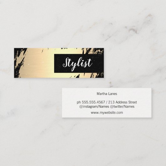 Goldene Pinsel / Stylist Mini Visitenkarte (Vorne/Hinten)