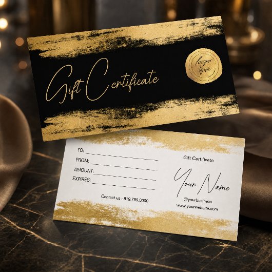 Goldene Pinselfolie | Logo-Geschenkgutschein
