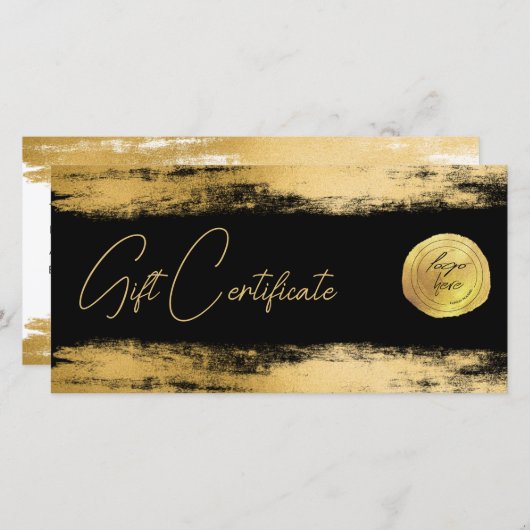 Goldene Pinselfolie | Logo-Geschenkgutschein (Vorne/Hinten)