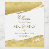 Goldene Pinselspitze Moderne Hochzeit Weinetikett (Einzelnes Label)