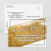 Goldene Pinselstriche Änderung von Plänen verzöger Postkarte (Vorne/Hinten)
