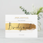 Goldene Pinselstriche elegante moderne schwarze Ty Einladung (Stehend Vorderseite)