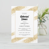 Goldene Pinselstriche Hochzeit Probe Dinner Einladung (Stehend Vorderseite)