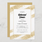 Goldene Pinselstriche Hochzeit Probe Dinner Einladung (Vorne/Hinten)