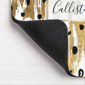 Goldene Pinselstriche Moderne Künstlerische Polka Mousepad (Ecke)