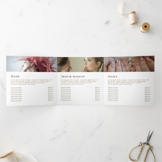 Goldene Pinselstriche Striche Trifold Broschüre (Innenseite)