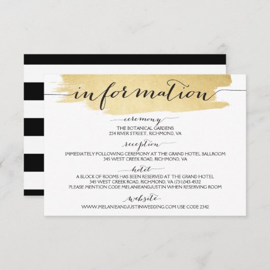 Goldene Pinselstriche Wir machen Hochzeitsinformat Begleitkarte (Vorne/Hinten)