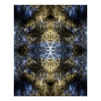 Goldene Plasma Heilige Geometrie Fraktal Kunst Poster