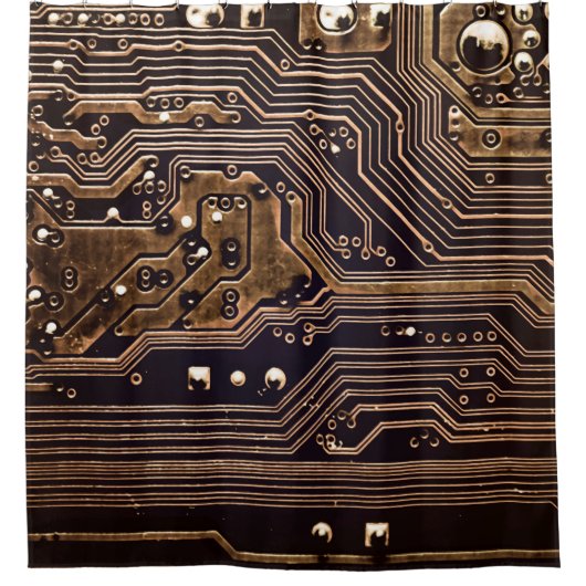 Goldene Platine. Elektronische Computerhardware Duschvorhang (Vorderseite)
