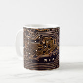 Goldene Platine. Elektronische Computerhardware Kaffeetasse (Vorderseite Links)