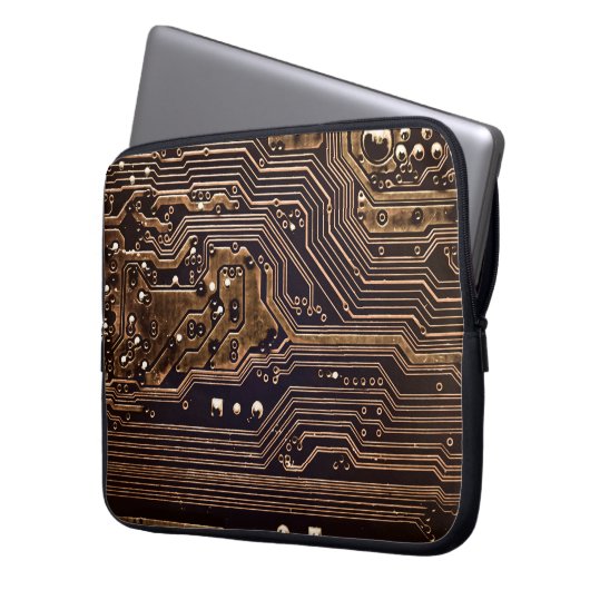 Goldene Platine. Elektronische Computerhardware Laptopschutzhülle (Vorderseite Links)