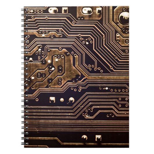 Goldene Platine. Elektronische Computerhardware Notizblock (Vorderseite)