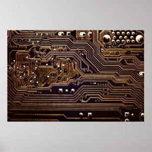 Goldene Platine. Elektronische Computerhardware Poster