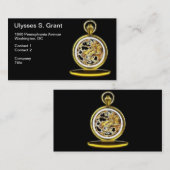 Goldene Pocketwatch Taschen-Uhr Visitenkarte (Vorne/Hinten)