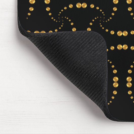 Goldene Polka-Punkte auf schwarz Mousepad (Ecke)