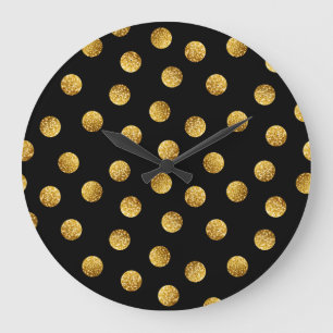Goldene Polka-Punkte: Funkelnde Nahtlosigkeit. Große Wanduhr