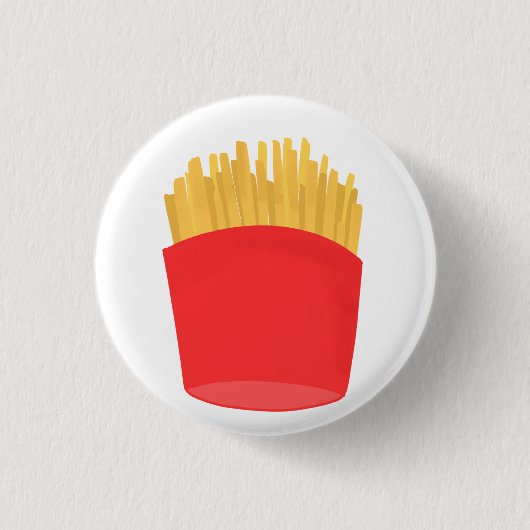 Goldene Pommes Frites in roter Verpackung Button (Vorderseite)