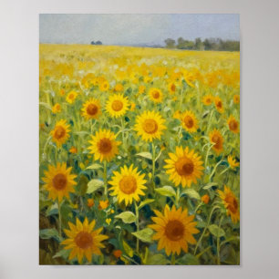 Goldene Pracht: Ein endloser Horizont von Sonnenbl Poster