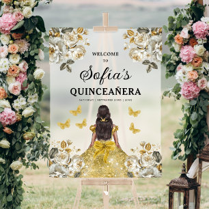 Goldene Prinzessin Quinceañera Geburtstagswillkomm Acrylschild