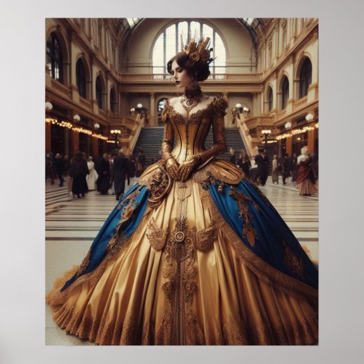 Goldene Prinzessin Steampunk viktorianisch industr Poster (Vorne)