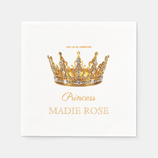 Goldene Prinzessinnenkrone Märchen Geburtstag Serviette (Vorderseite)