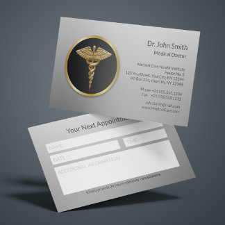 Goldene professionelle medizinische Caduceus-Notiz Terminkarte