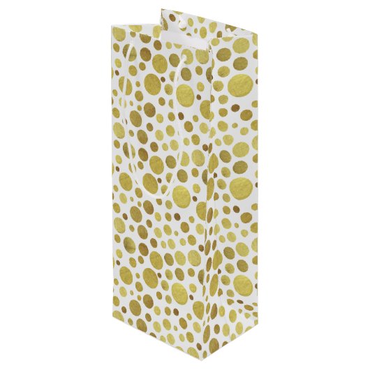 Goldene Punkt-Wein-Geschenk-Tasche Geschenktüte Für Weinflaschen (Rückseite Schrägansicht)