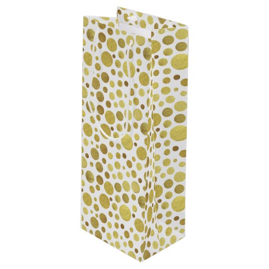 Goldene Punkt-Wein-Geschenk-Tasche Geschenktüte Für Weinflaschen (Vorderseite Schrägansicht)