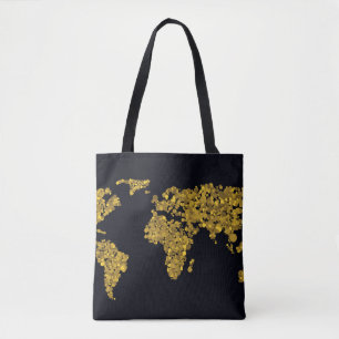 Goldene Punkt-Weltkarte Tasche