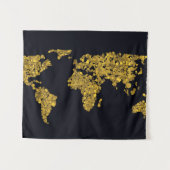 Goldene Punkt-Weltkarte Wandteppich (Vorderseite (Horizontal))