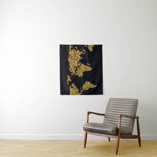 Goldene Punkt-Weltkarte Wandteppich (Beispiel)