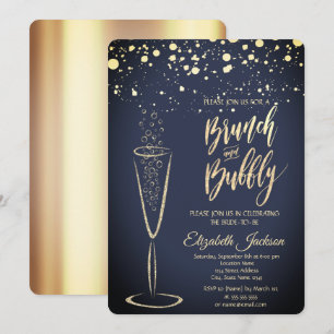 Goldene Punkte Champagnerglas Brautparty Einladung