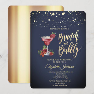 Goldene Punkte Cocktailglas Brautparty Einladung