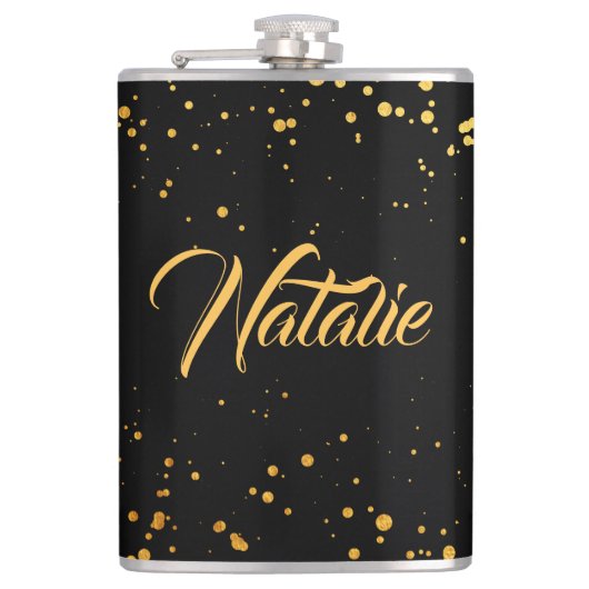 Goldene Punkte Flachmann (Vorderseite)