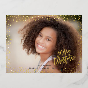 Goldene Punkte Frohe Weihnachten echte Folie Weihn Folien Feiertagspostkarte