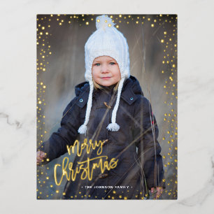 Goldene Punkte Frohe Weihnachten echtes Foil  Folien Feiertagspostkarte
