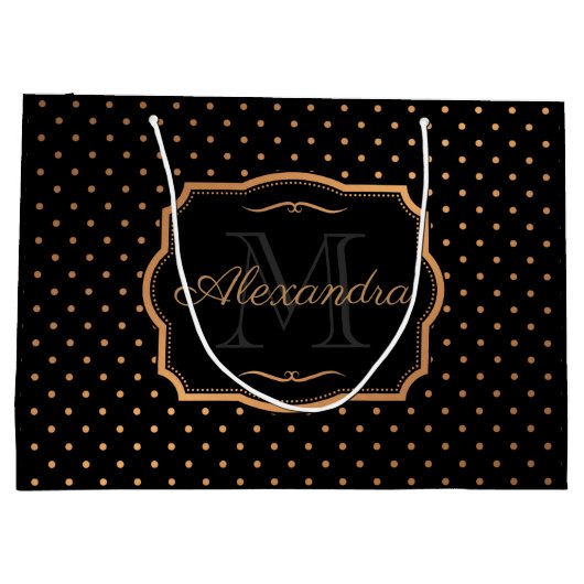Goldene Punkte Große Geschenktüte (Rückseite)