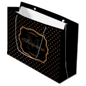 Goldene Punkte Große Geschenktüte (Vorderseite Schrägansicht)