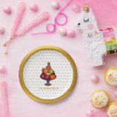 Goldene Punkte und Früchte Pappteller (Party)