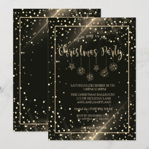 Goldene Punkte, Weihnachtskugeln Firmenweihnachtsf Einladung