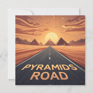 Goldene Pyramidenstraße Ägypten Sonnenuntergang Ku Feiertagskarte