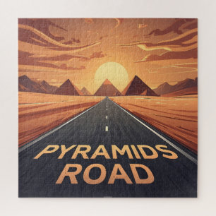 Goldene Pyramidenstraße Ägypten Sonnenuntergang Ku Puzzle