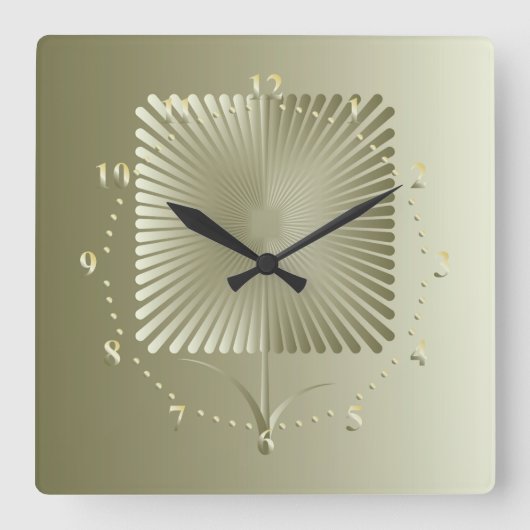 Goldene quadratische Blume Wanduhr (Vorderseite)